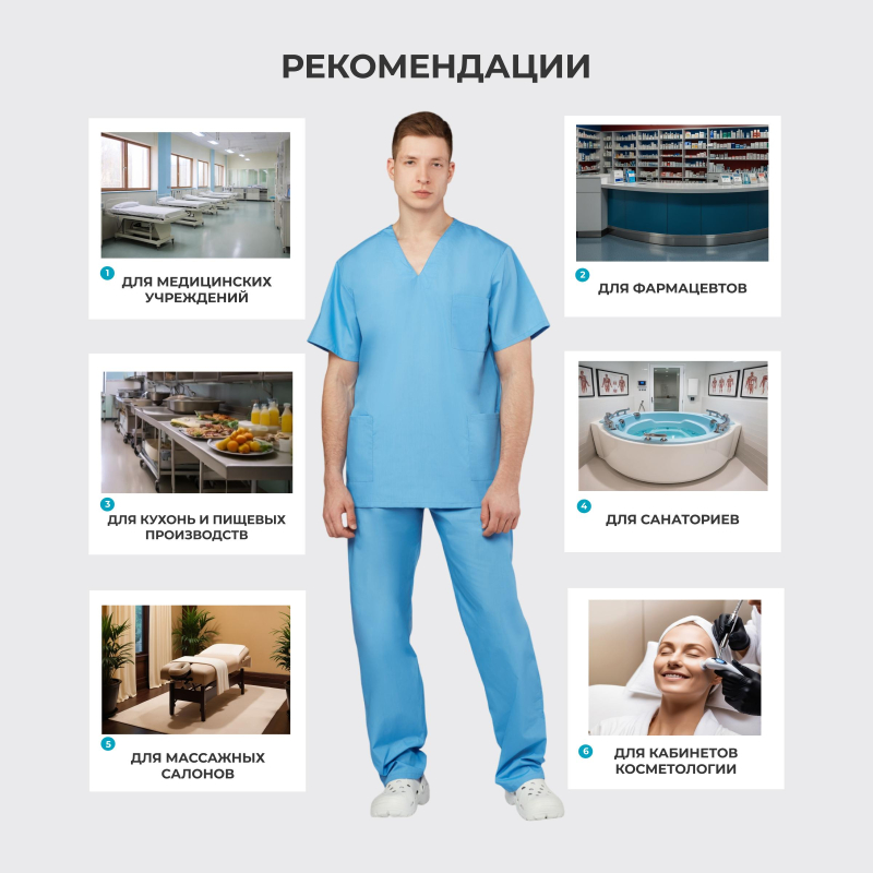 Костюм хирурга универс./м05-КБР,цв.глб. (р.60-62) р.158-164 - фото 6