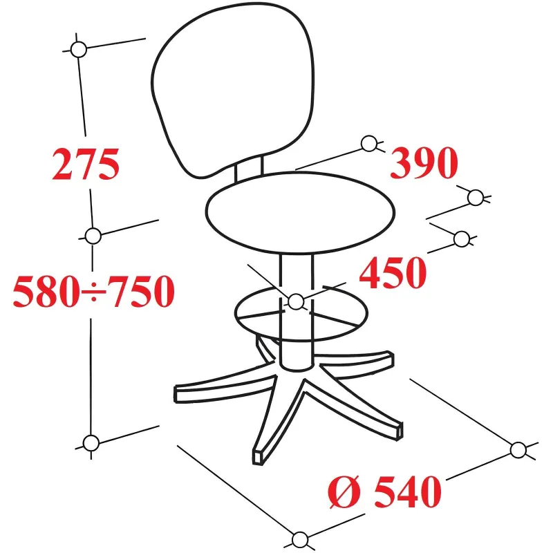 Стул лабораторный КО_EChair 232 PU РС01.00.61Т1 (РС 61Т1/61) к/з чер, винт - фото 5