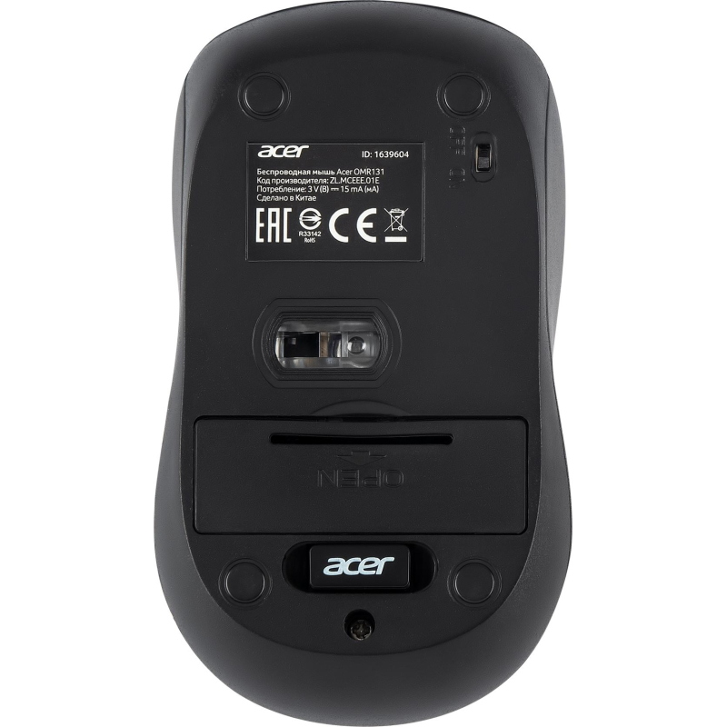 Мышь компьютерная Acer OMR131 черн. оптичес. (1000dpi) беспровод,USB (2but) - фото 3