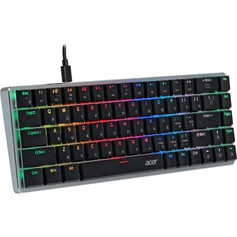 Клавиатура Acer OKW302 механичес. серебр. USB for gamer LED (ZL.KBDCC.01C) - фото 3