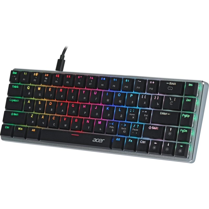 Клавиатура Acer OKW302 механичес. серебр. USB for gamer LED (ZL.KBDCC.01C) - фото 4