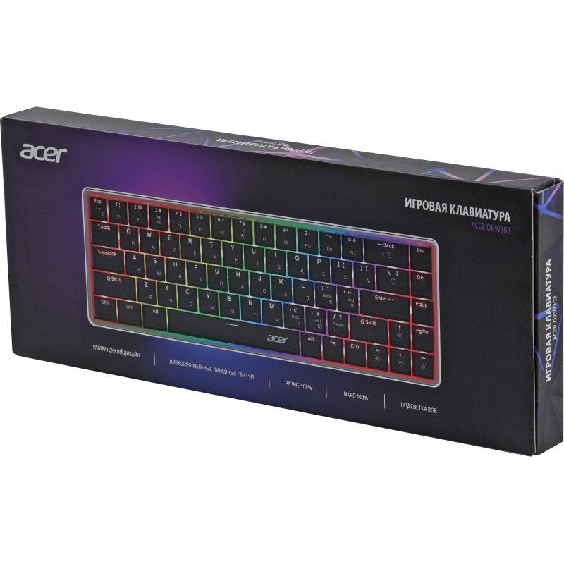 Клавиатура Acer OKW302 механичес. серебр. USB for gamer LED (ZL.KBDCC.01C) - фото 14