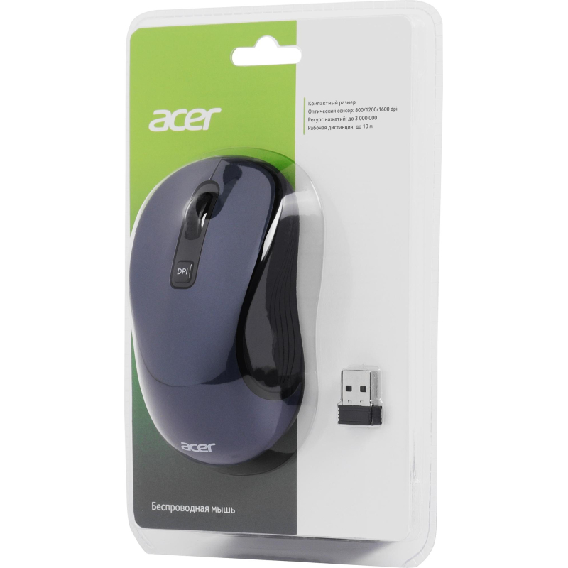 Мышь компьютерная Acer OMR306 черный/серый оптичес. 1600dpi/6but WLS USB - фото 8