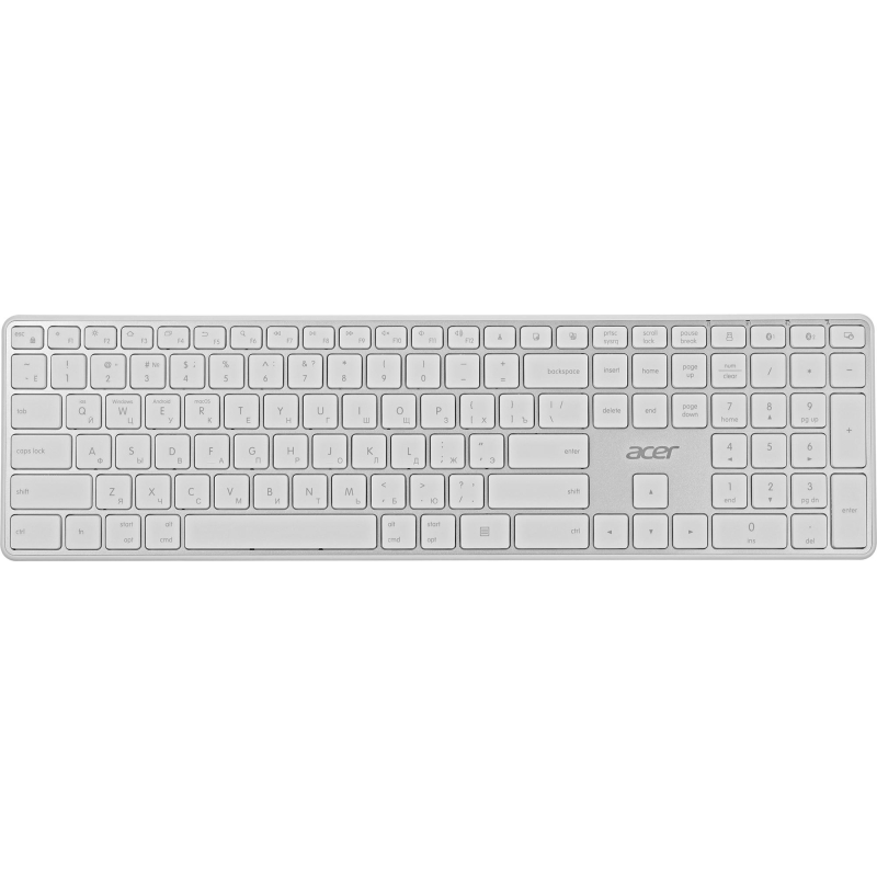 Клавиатура Acer OKR301 бел/серебр беспровод USB  BT/Radio (ZL.KBDEE.015) - фото 1
