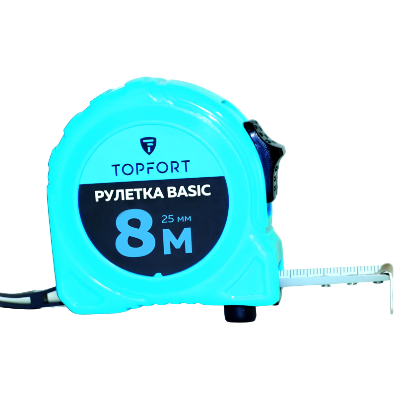 Рулетка TOPFORT BASIC 8мх25мм, пласт корпус, 2 стопора - фото 1