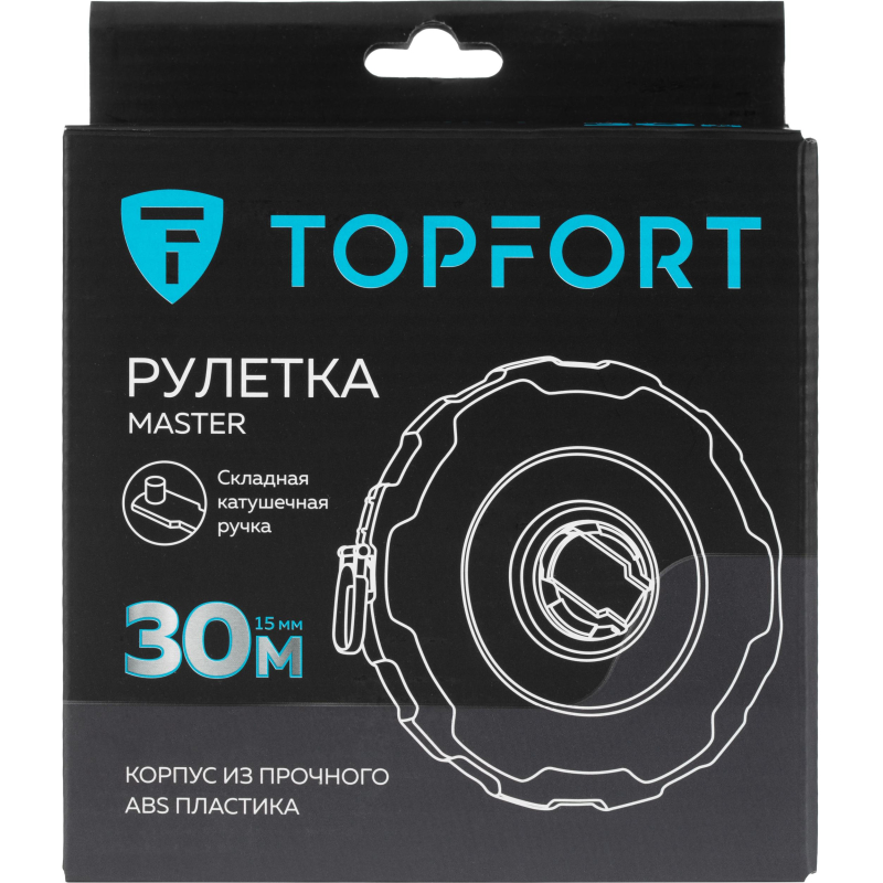 Рулетка геодезическая TOPFORT Master 30 м х 15 мм в прорезин корп (2019130) - фото 6