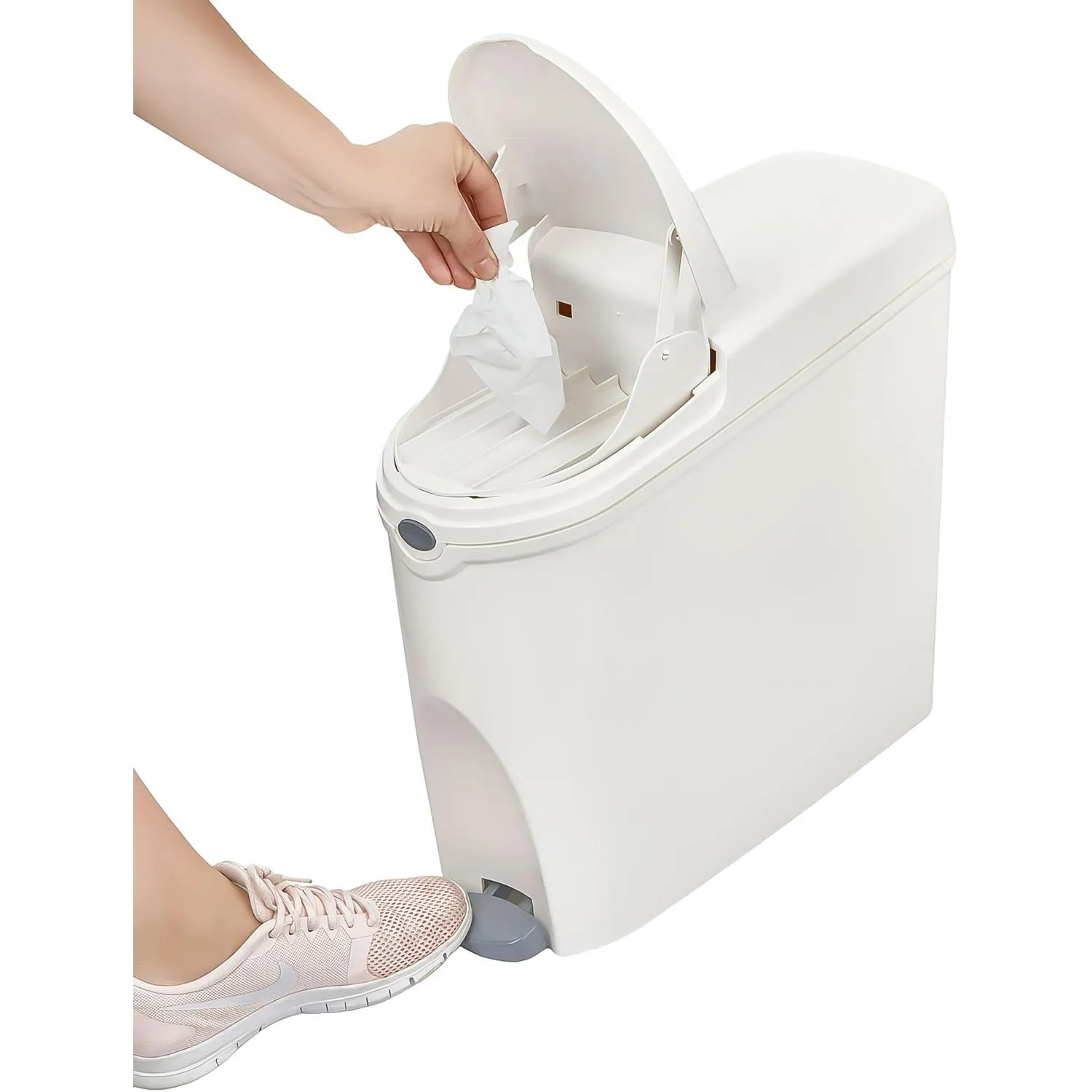 Ведро мусорное с педалью Luscan Slim 20 л, белое, пластик - фото 7