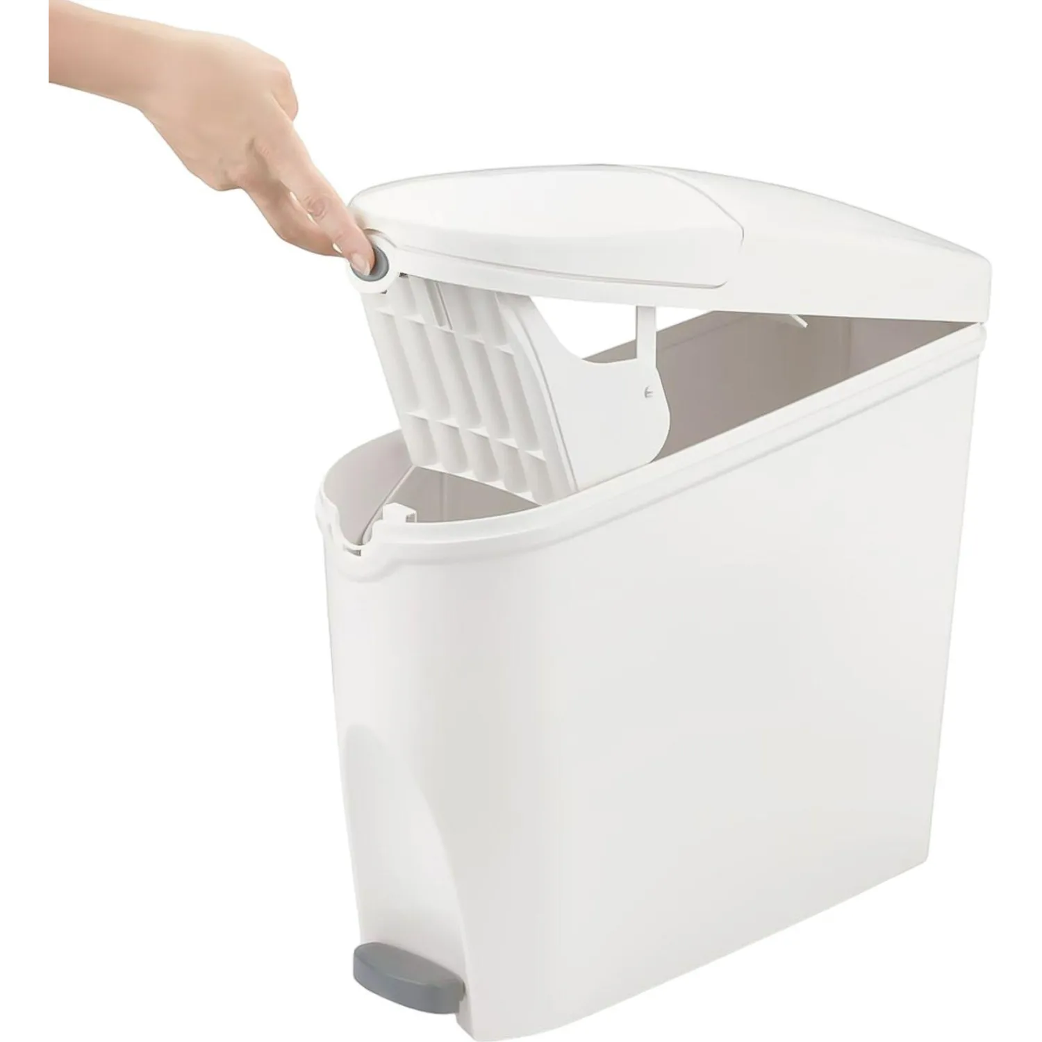 Ведро мусорное с педалью Luscan Slim 20 л, белое, пластик - фото 8