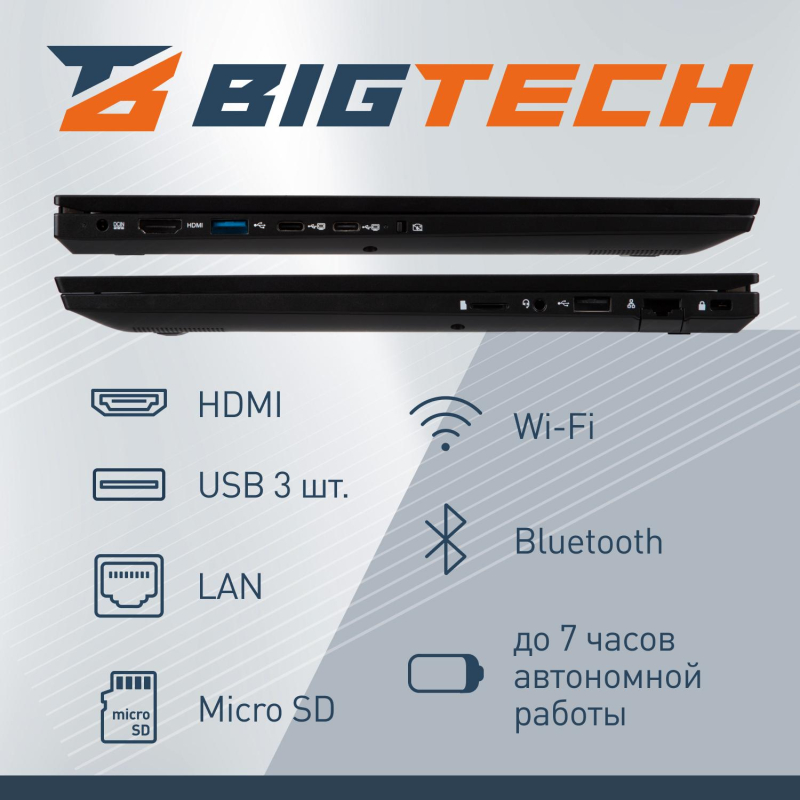 Ноутбук BigTech R157 (R157-I4A8W) i5-1235U/8Gb/256Gb SSD/15.6/W11P - фото 3