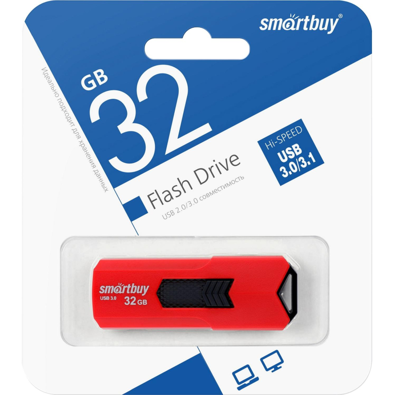 Флеш-память Smartbuy UFD 3.0/3.1 32GB STREAM Red (SB32GBST-R3) - фото 4