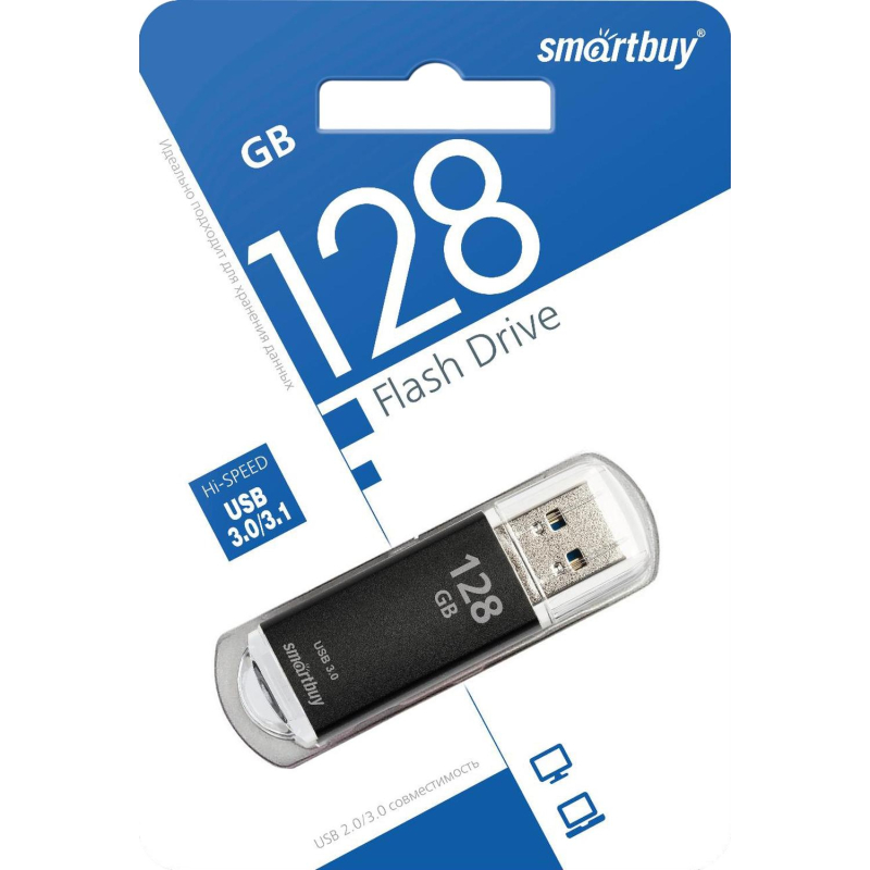 Флеш-память Smartbuy UFD 3.0/3.1 128GB V-Cut Black (SB128GBVC-K3) - фото 4