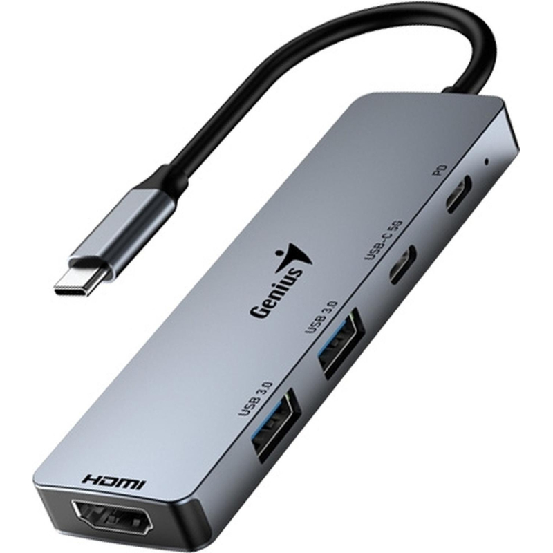 Разветвитель USB Genius UH-500, (USB хаб), серый - фото 1
