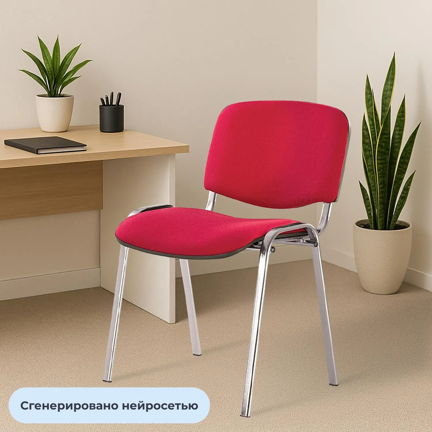 Стул UA_EChair Rio(ИЗО/ISO) хром, ткань красная C02, поперечина 18 - фото 5