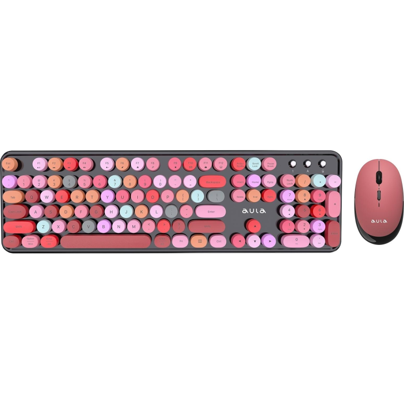 Набор клавиатура+мышь AULA AC306 Black-Colorful, беспроводной - фото 1