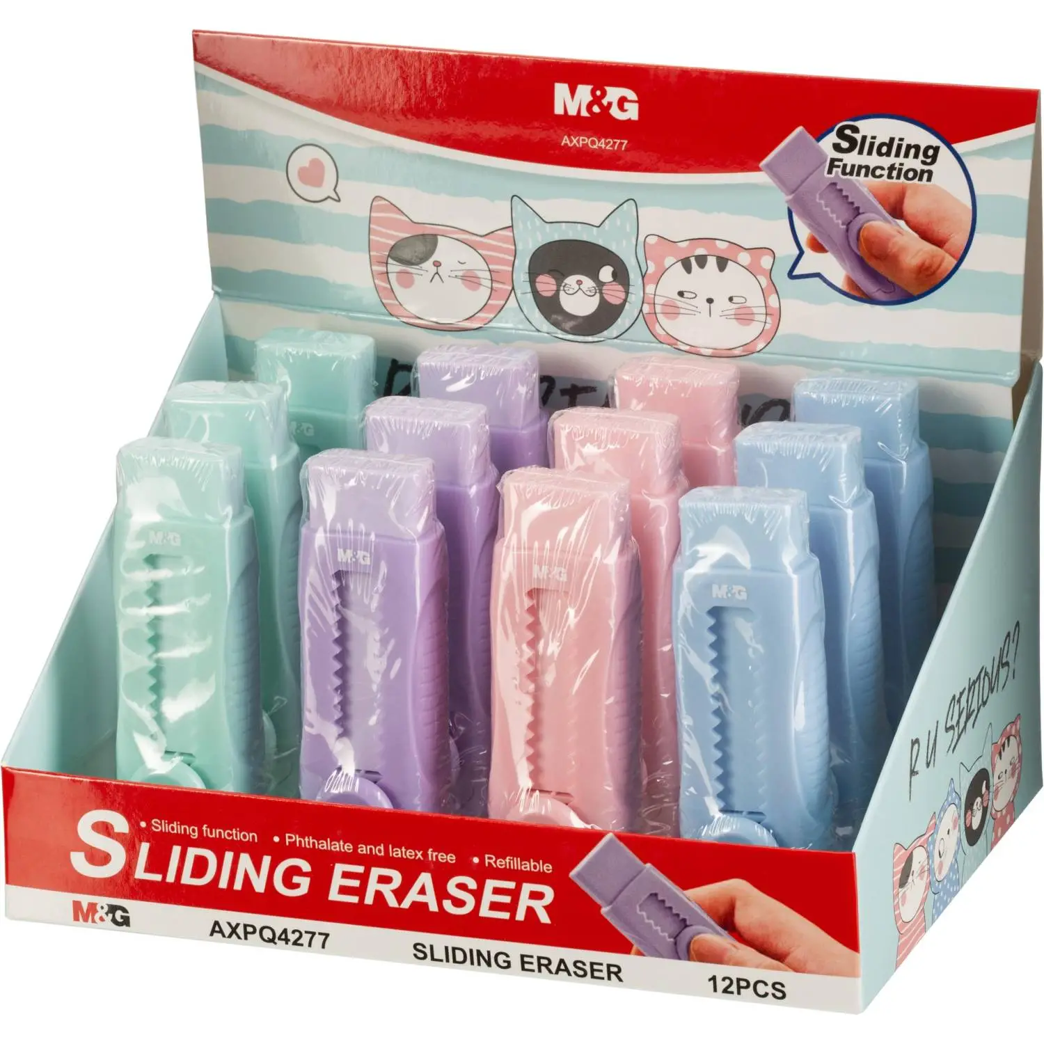 Ластик M&G So Many Cats, выдвижной, пастельн. цвет в ассортименте AXPQ4277 - фото 10