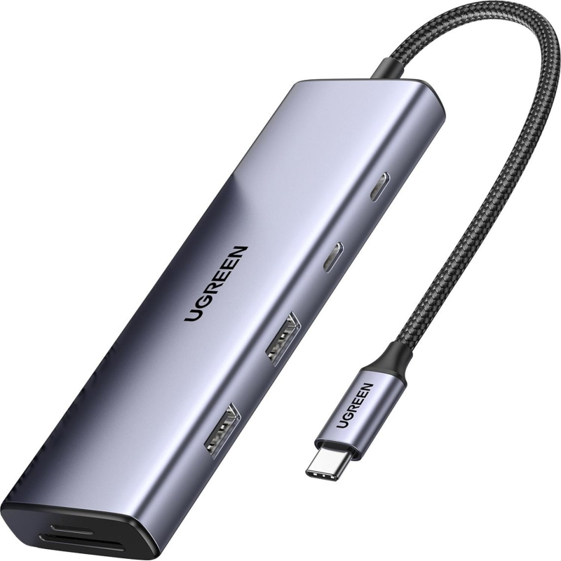 Разветвитель USB UGREEN CM498 (15375) USB3.0/USB-C/HDMI/RJ45/SD,серый - фото 1
