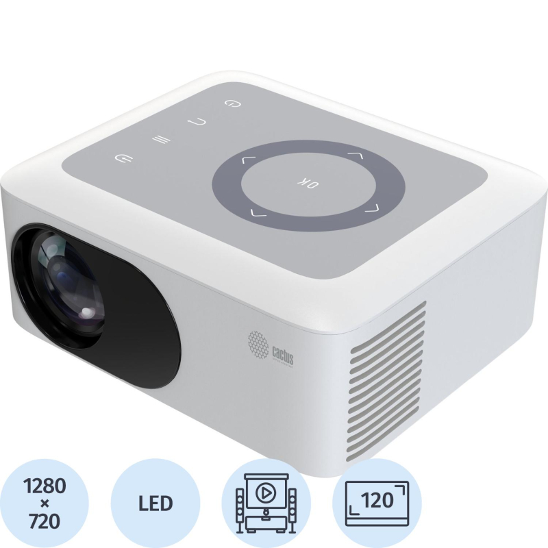 Проектор Cactus CS-PRE.08WT.WXGA LCD 1500Lm ANSI 1000:1 1xHDMI 0.5кг - фото 1