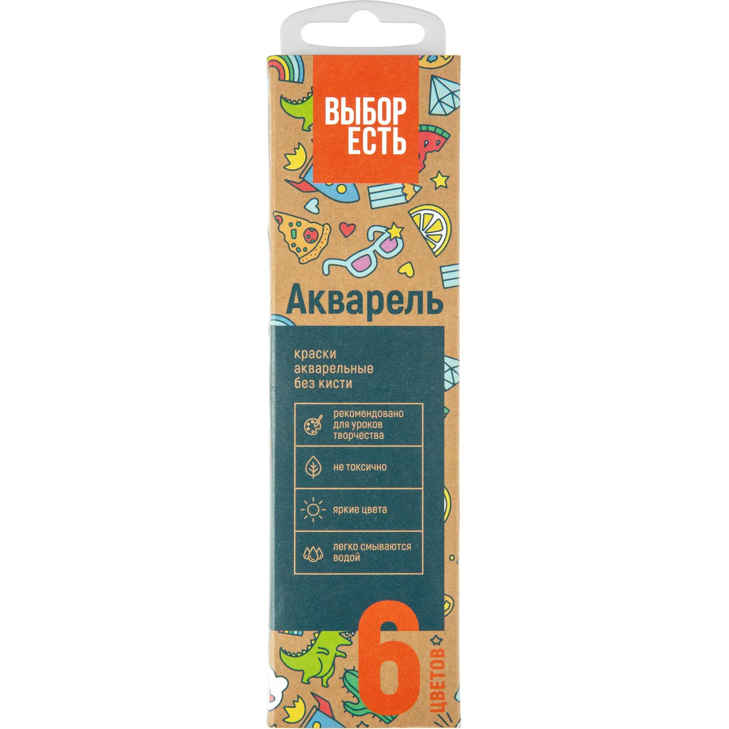 Краски акварельные Выбор есть 6 цв, б/кисти, картон - фото 1