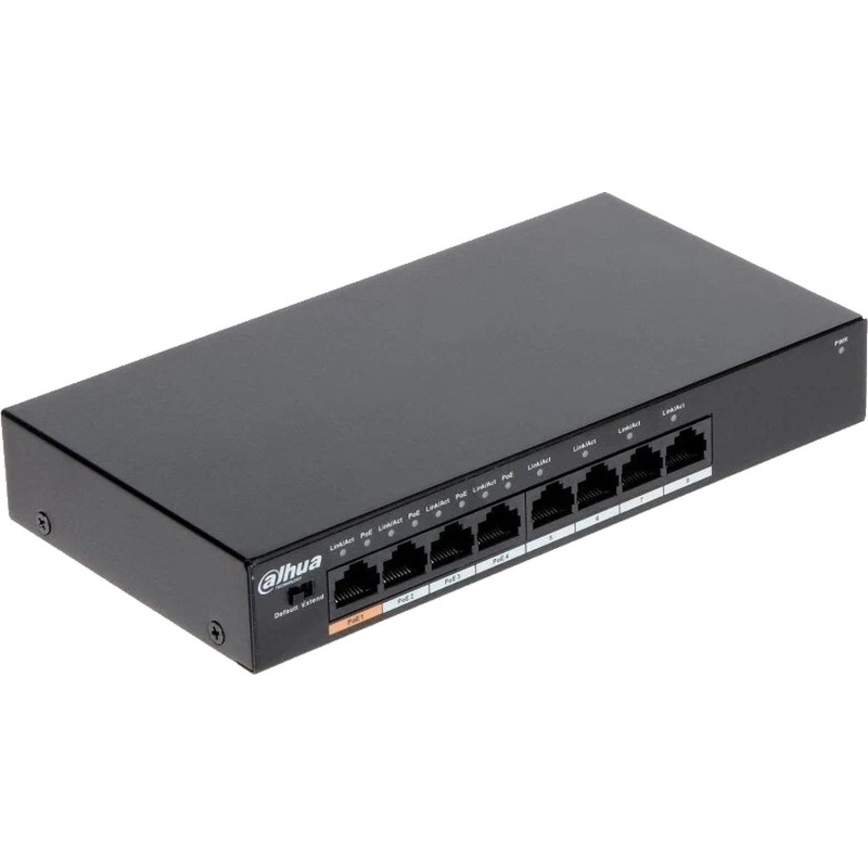 Коммутатор DAHUA (DH-PFS3008-8ET-60) с РоЕ, 4xRJ45 100Mb PoE, 4xRJ45 100Mb - фото 1