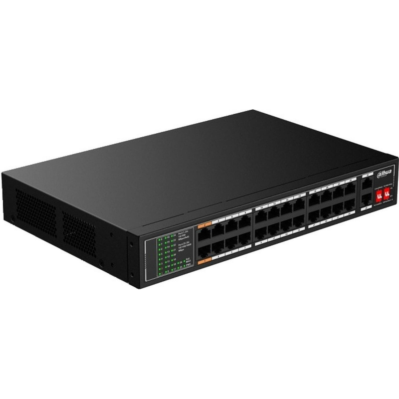 Коммутатор DAHUA (DH-SF1026LP) 24xRJ45 100Mb PoE, 2xRJ45 1Gb - фото 1