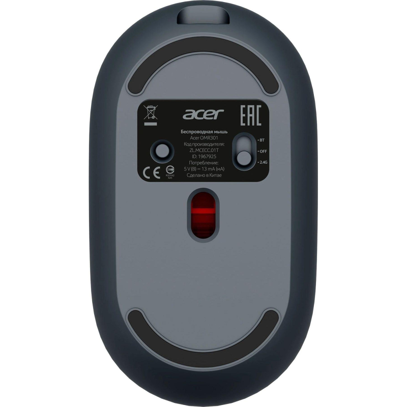 Мышь компьютерная Acer OMR301 1600dpi/беспроводная/BT/Radio/USB/черный - фото 3