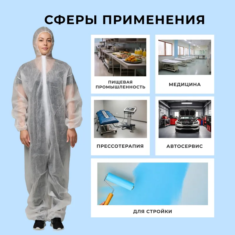 Комбинезон одноразовый Каспер, белый, 35 г/м2, р.ХХL, кп - фото 5