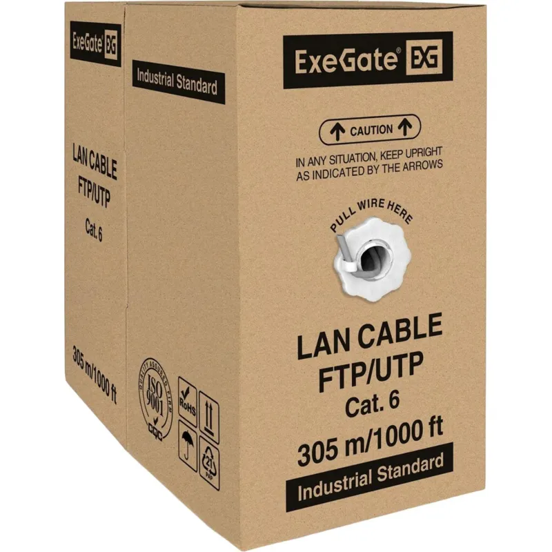 Кабель ExeGate FUTP4-C6-CU-S23-IN-PVC-GY-305-FLUKE FTP - фото 2