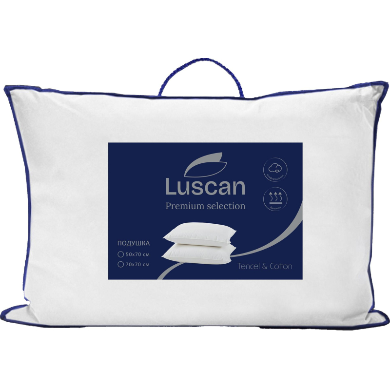 Подушка Luscan 70х70 нестеган кант (микроволокно леб.пух/55%тенсель,45%хл.) - фото 1