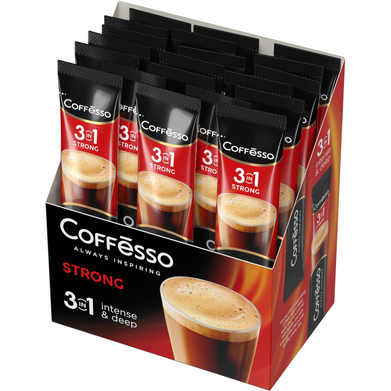 Кофе порционный растворимый Coffesso Strong 3в1 20 пакетиков по 15 г - фото 2