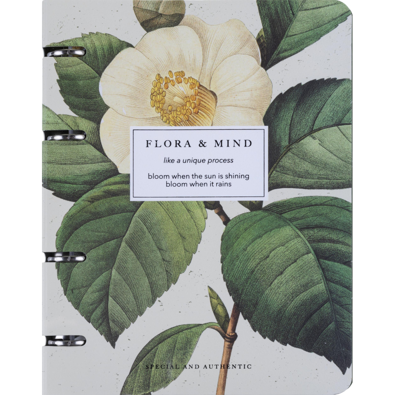 Тетрадь общая, BS, А5, 120л., клетка, кольца, Flora, камелия N4758 - фото 1