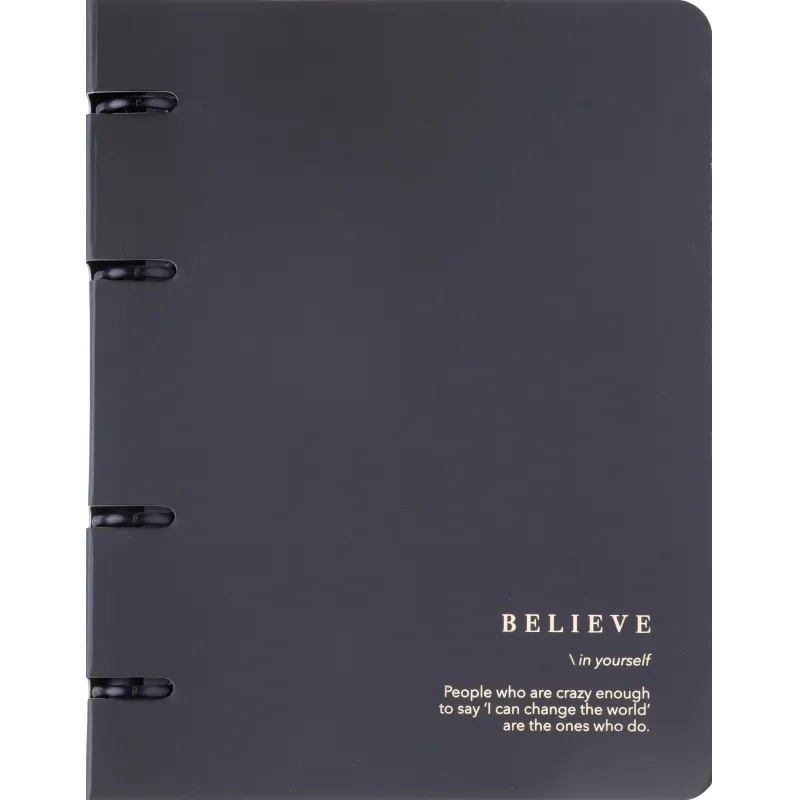 Тетрадь общая, BS, А5, 120л., клетка, кольца, Believe, черный N4761 - фото 1