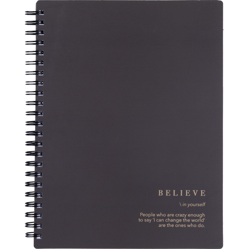 Тетрадь общая, BS, А5, 120л., клетка, спираль. Believe, черный N4200 - фото 1