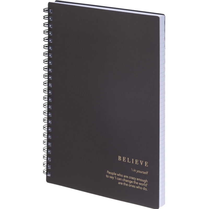 Тетрадь общая, BS, А5, 120л., клетка, спираль. Believe, черный N4200 - фото 2
