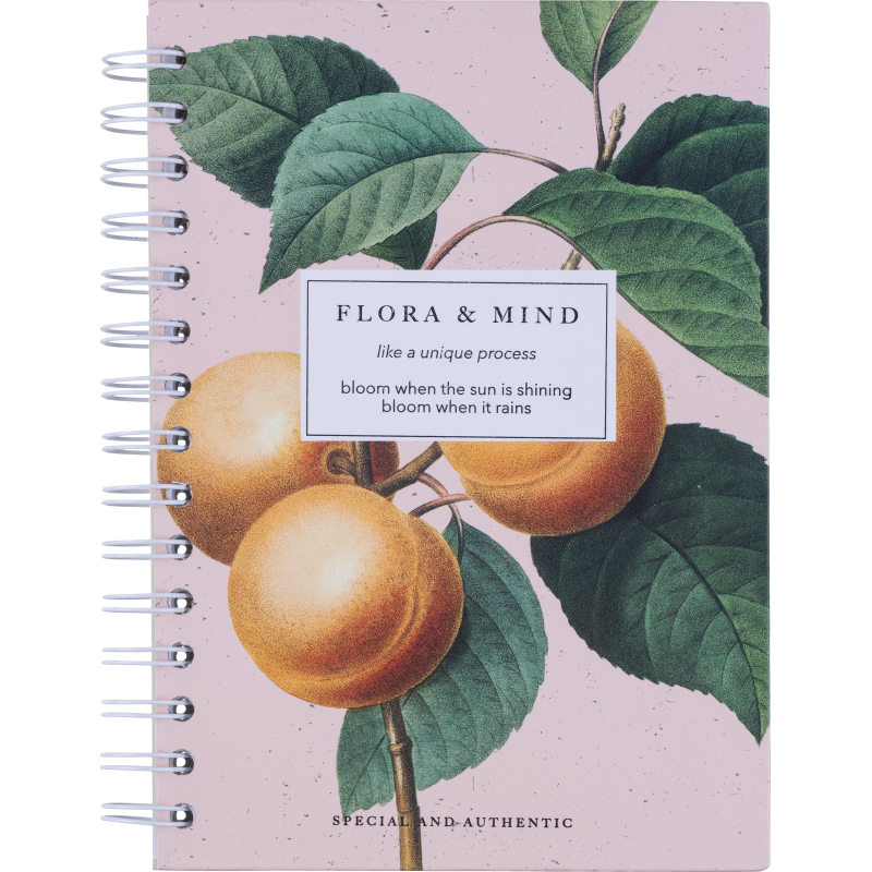 Тетрадь общая, BS, А5, 120л., точка, твердый, спираль. Flora, персики N4211 - фото 1