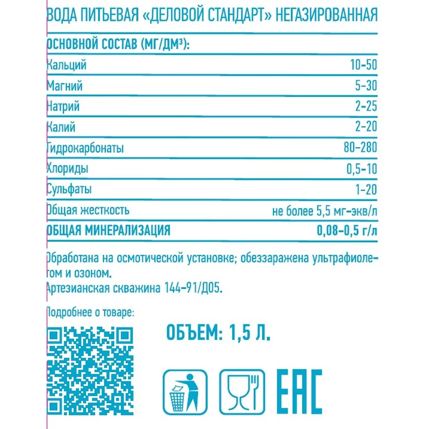 Вода питьевая Деловой Стандарт негаз пэт 1,5л - фото 2