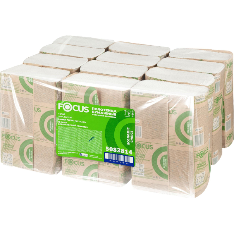 Полотенца бумажные д/дисп. FOCUS Eco Z-сл 1сл 24х21,5см 250л/12пач/уп - фото 4