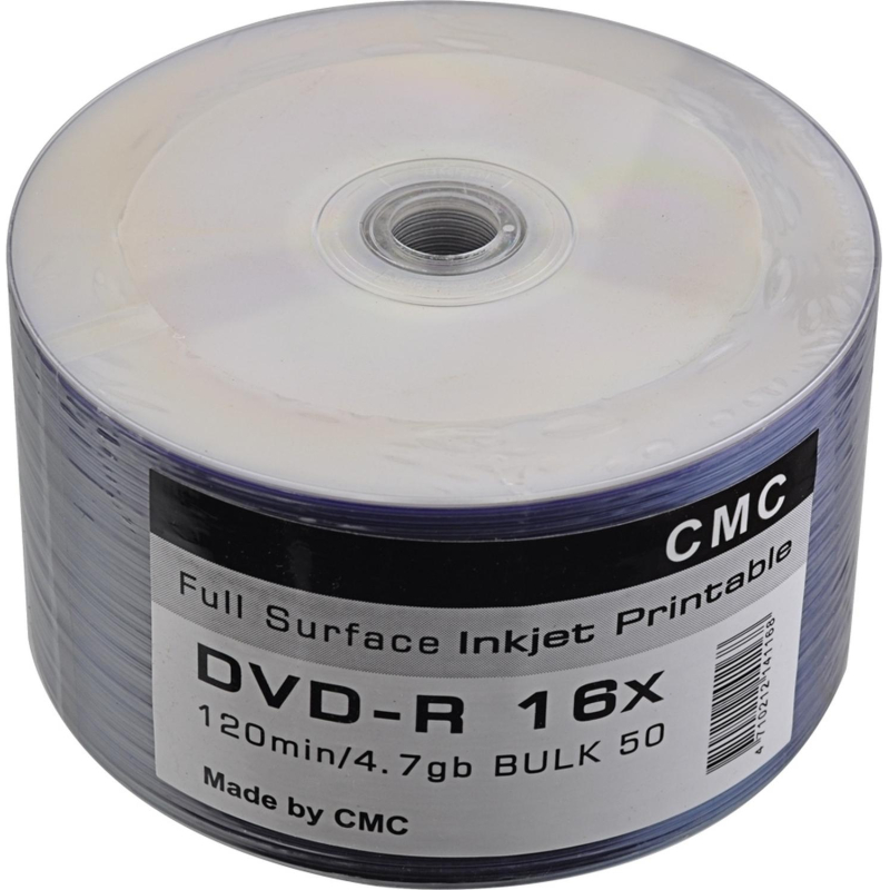 Носители информации CMC DVD-R 4,7 GB 16x Bulk/50 Full Ink Print - фото 1