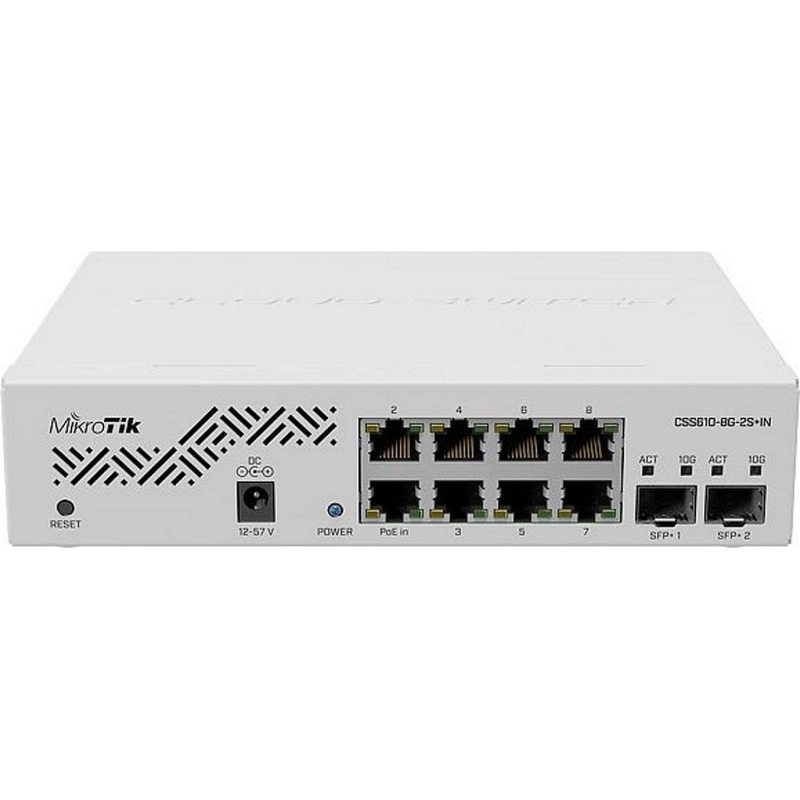 Коммутатор MikroTik CSS610-8G-2S+IN Cloud Smart Switch 8x1Gbit 2SFP+ наст - фото 1