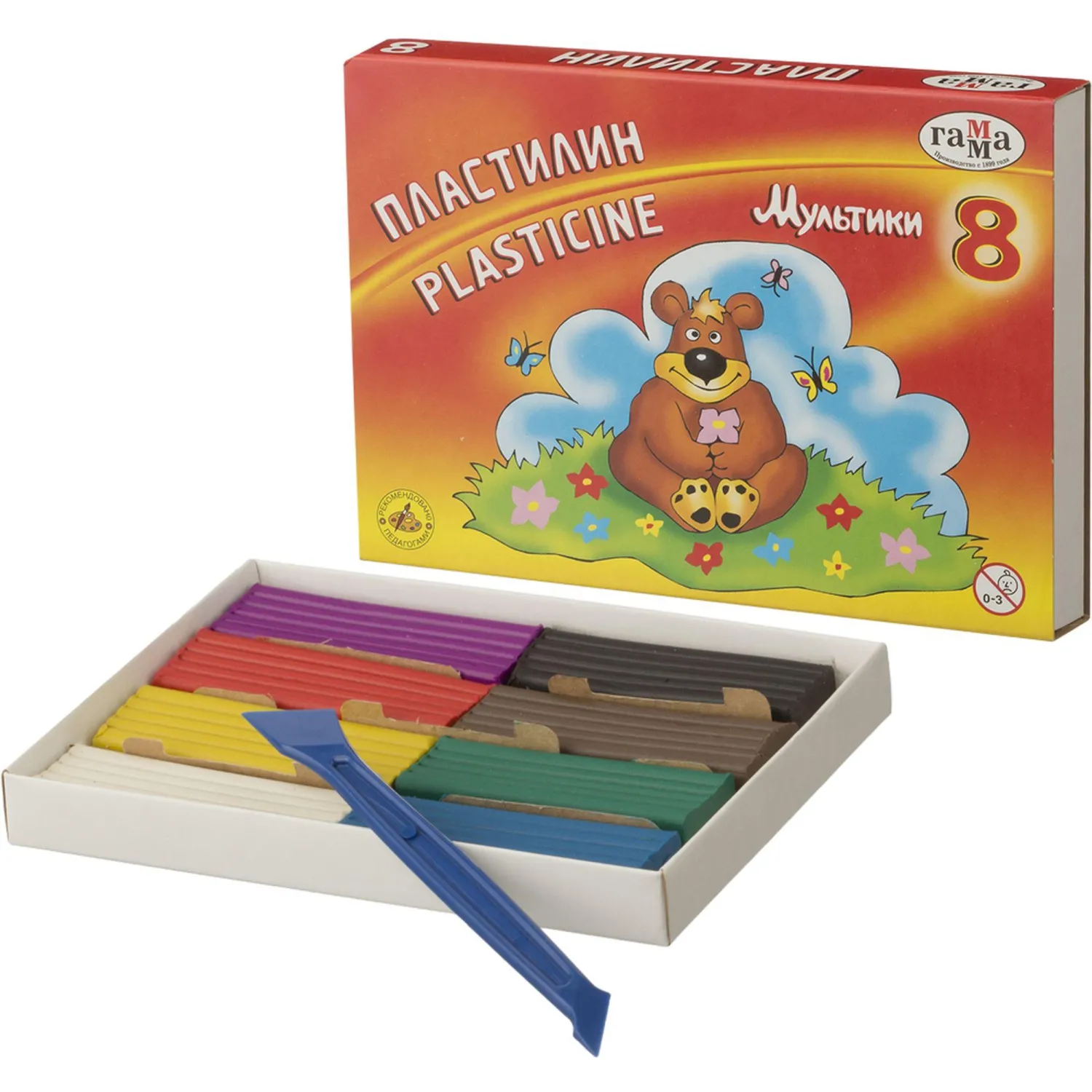 Пластилин Гамма Мультики 8цв 160г со стеком - фото 2