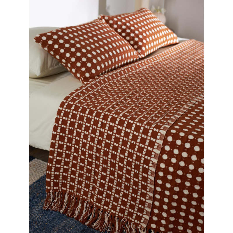 Покрывало из хлопка Polka dots карамельного цвета Essential, 230х250 см - фото 7