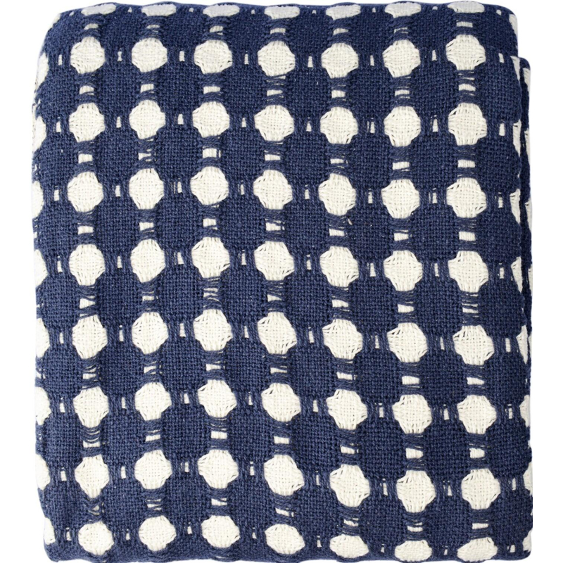 Покрывало из хлопка Polka dots темно-синего цвета Essential, 230х250 см - фото 4