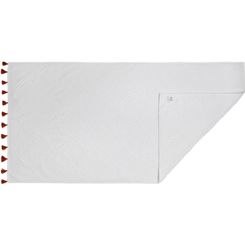 Полотенце банное белое, с кисточками цвета красной глины Essential, 70х140 - фото 3