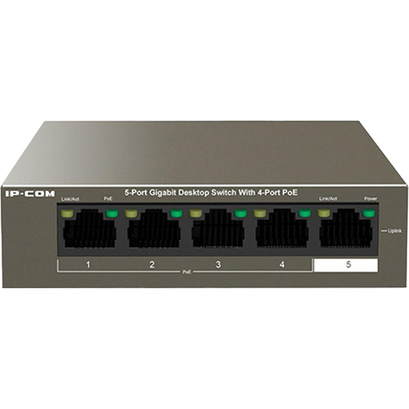Коммутатор IP COM 4 порта  802.3at (PoE+) 5 портов 10/100 1000 М/сек - фото 1