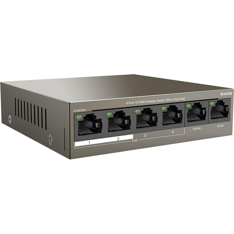 Коммутатор Tenda 4 порта  802.3at (PoE+) 6 портов 10 /100 М/с VLAN - фото 2