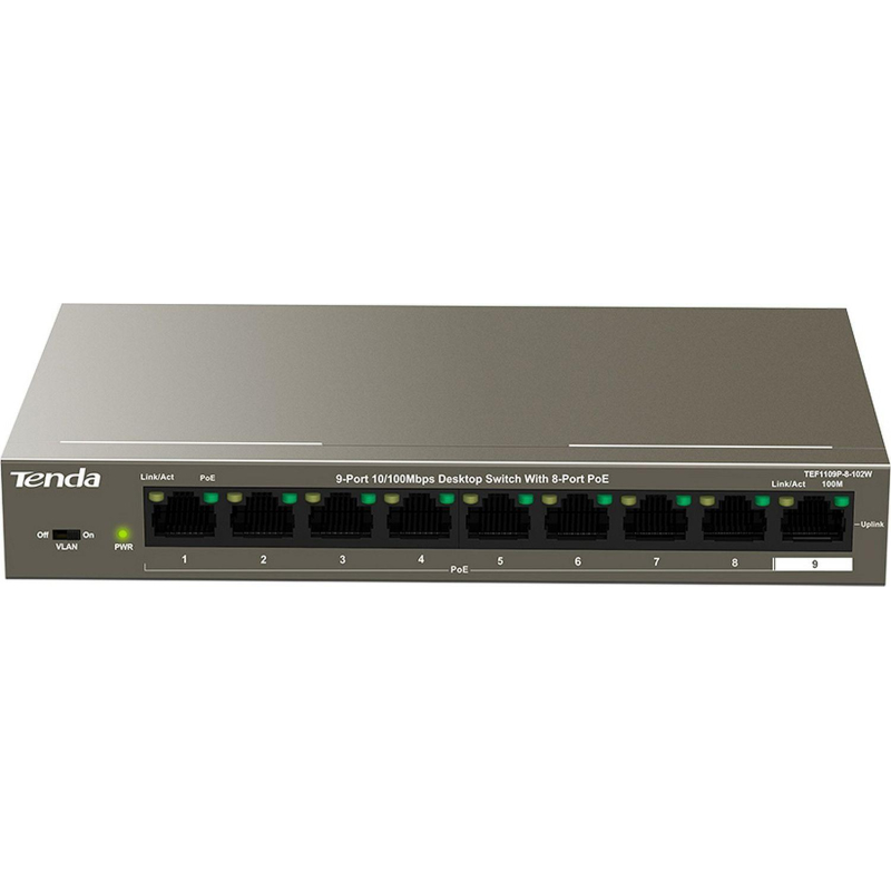 Коммутатор Tenda TEF1109P-8-102W 8 портов PoE+ (92W) - фото 1