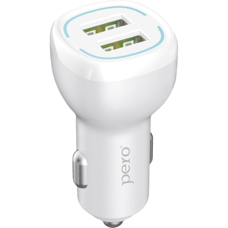Зарядное устройство автомобильное PERO AC04 2USB 2.4A AUTOMAX, белое - фото 1