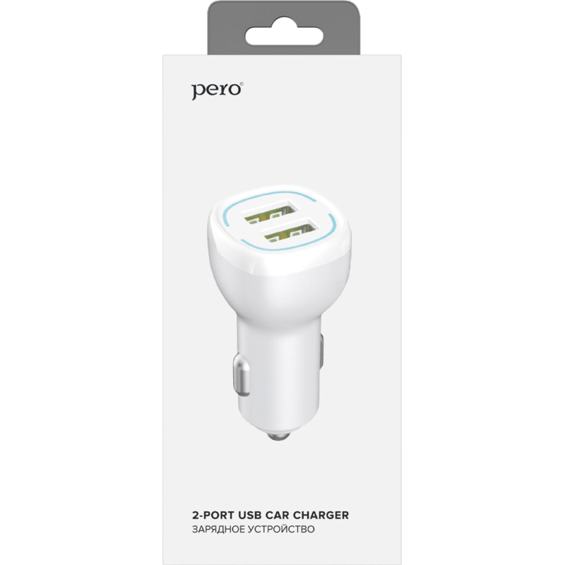 Зарядное устройство автомобильное PERO AC04 2USB 2.4A AUTOMAX, белое - фото 2