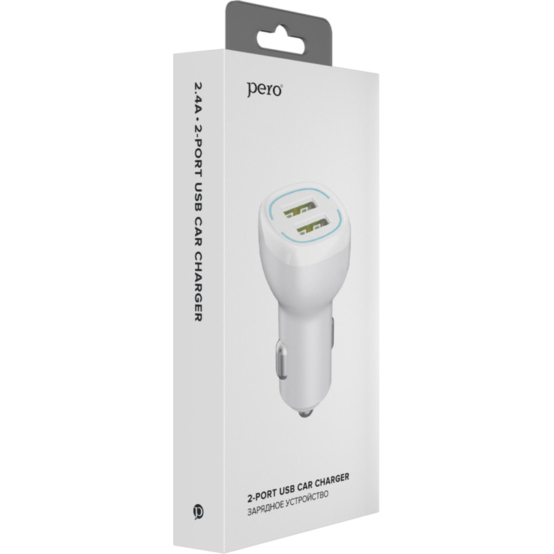 Зарядное устройство автомобильное PERO AC04 2USB 2.4A AUTOMAX, белое - фото 3