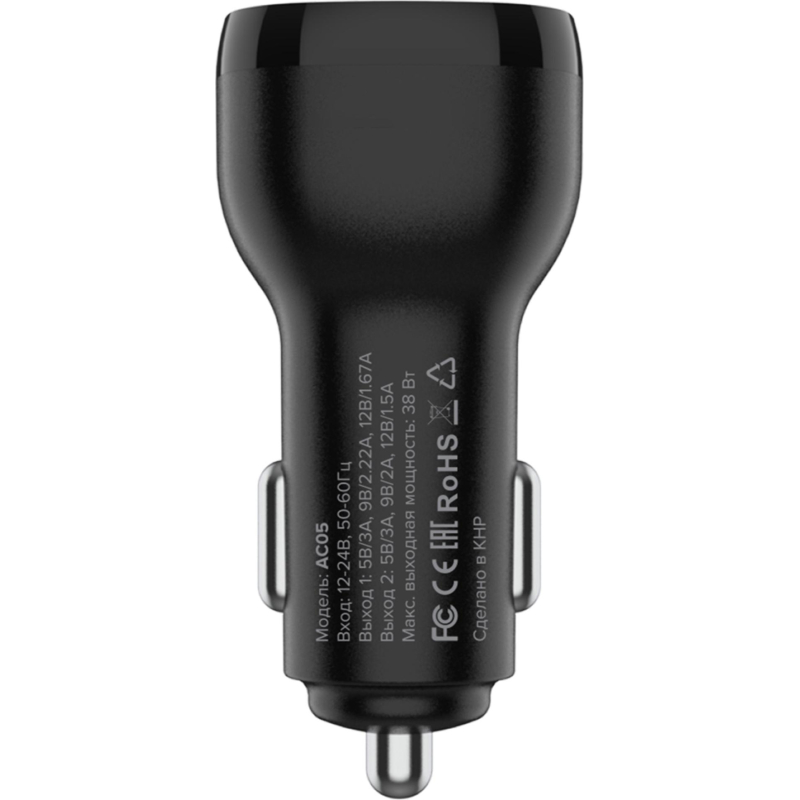 Зарядное устройство автомобильное PERO AC05 USB-A QC3.0/USB-C PD/38W/черное - фото 4