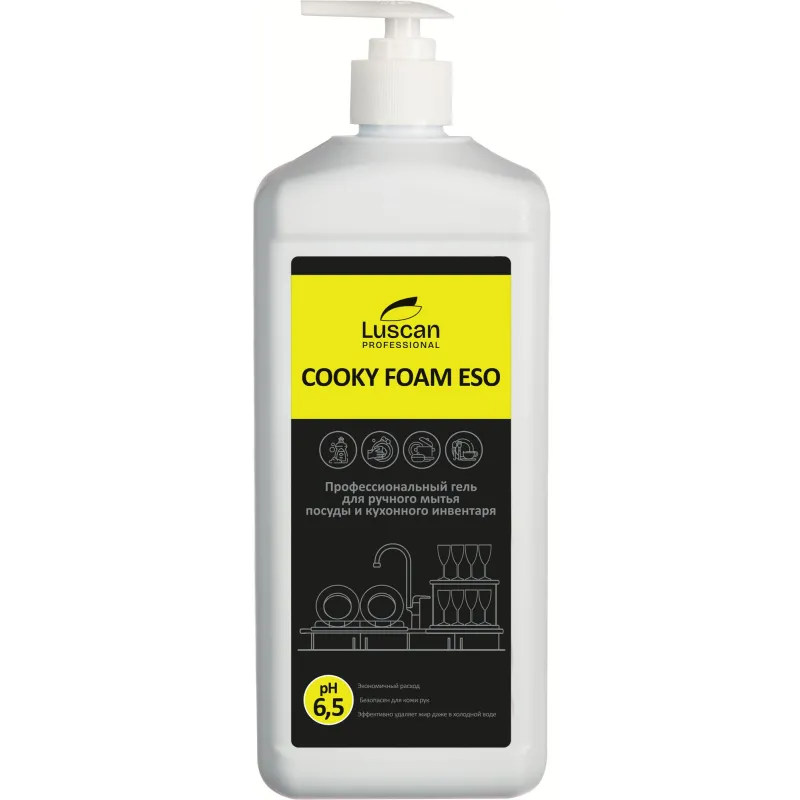 Профхим д/посуды гель д/ручного мытья Luscan Prof/Cooky Foam Eso, 1л - фото 1